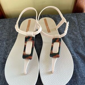 Ipanema Cream Coloured Sandals with Tortoise Accent